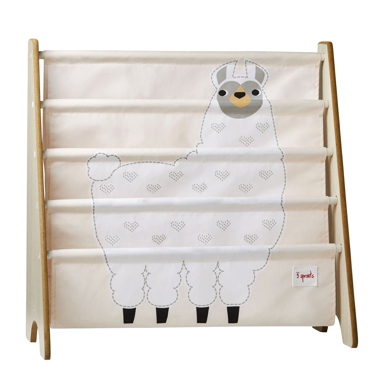 3 Sprouts Hamper Laundry Basket and Bookcase Shelf Organizer Rack, Llama Design - VMInnovations