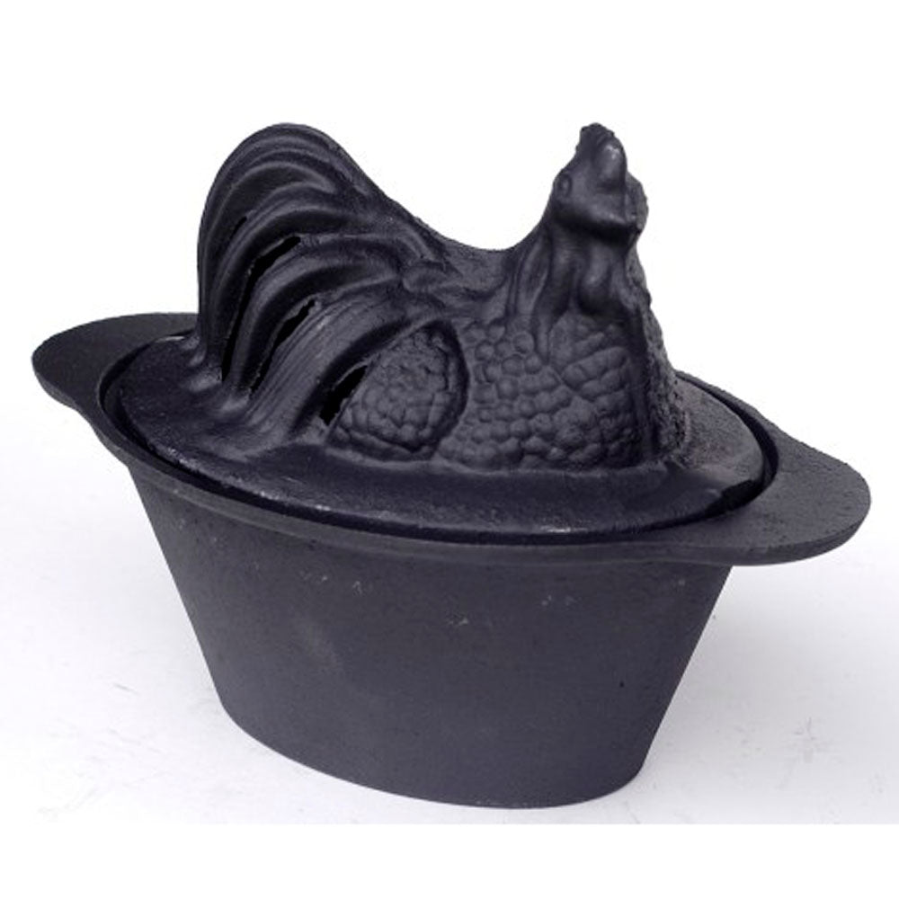 US Stove 1 Quart Enamel Cast Iron Wood Stove Steamer Humidifier, Black Chicken - VMInnovations