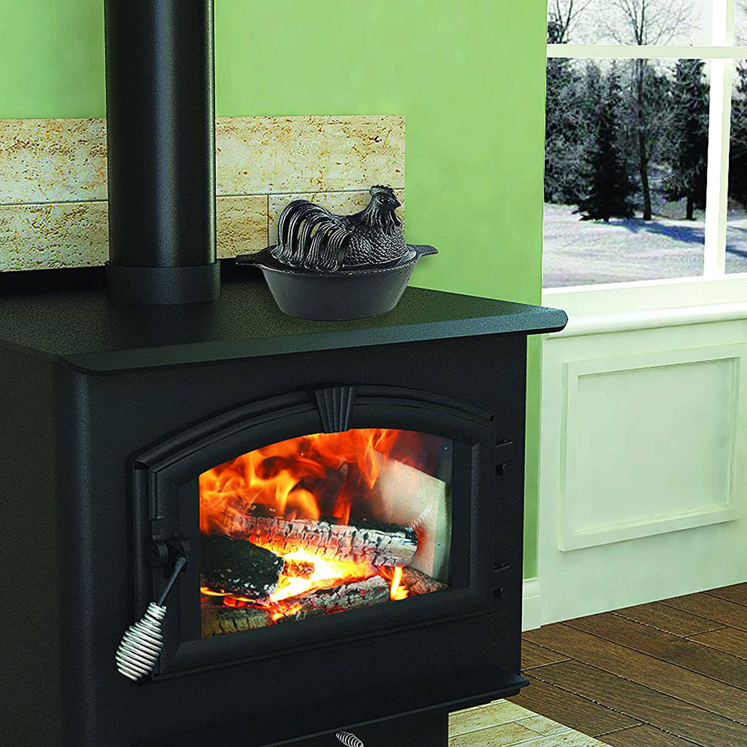 US Stove 1 Quart Enamel Cast Iron Wood Stove Steamer Humidifier, Black Chicken - VMInnovations