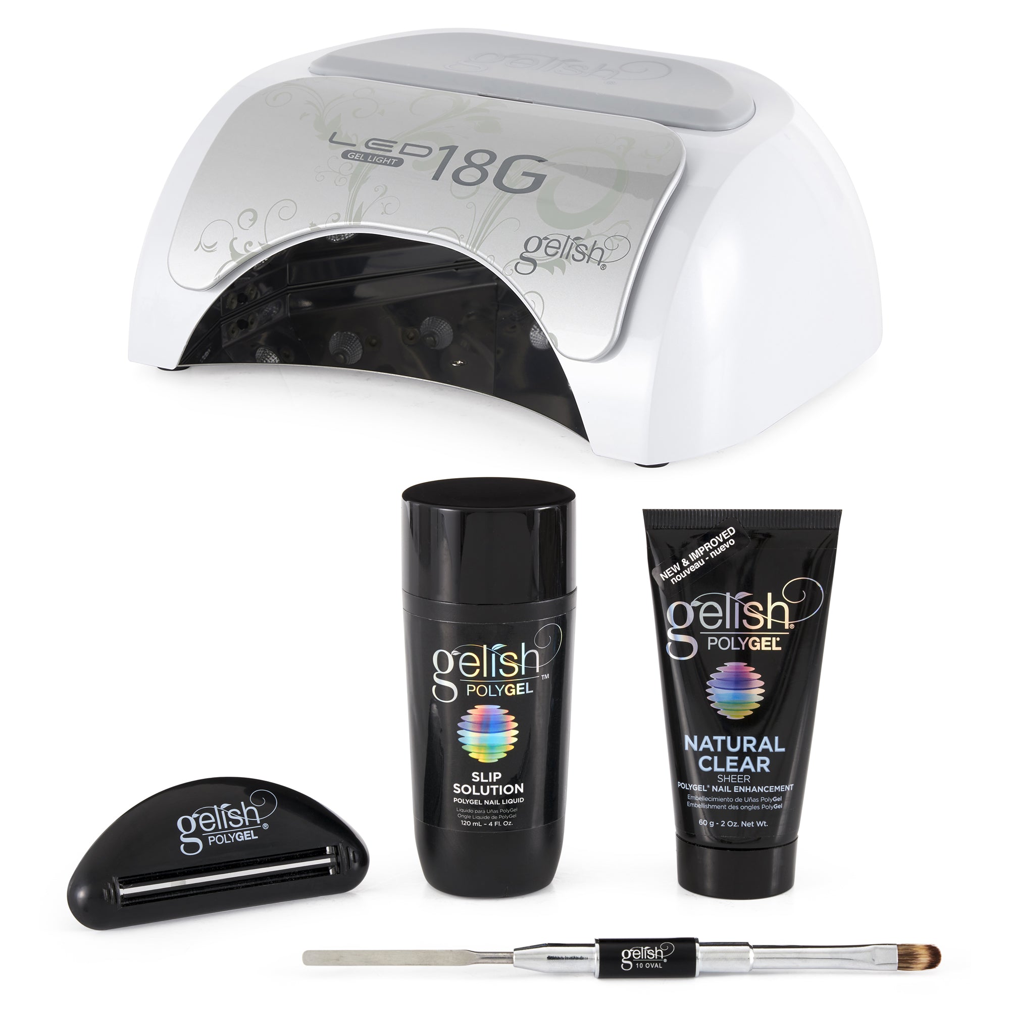 Gelish Harmony 18G LED Curing Lamp + PolyGel Professional Enhancement Trial Kit - VMInnovations
