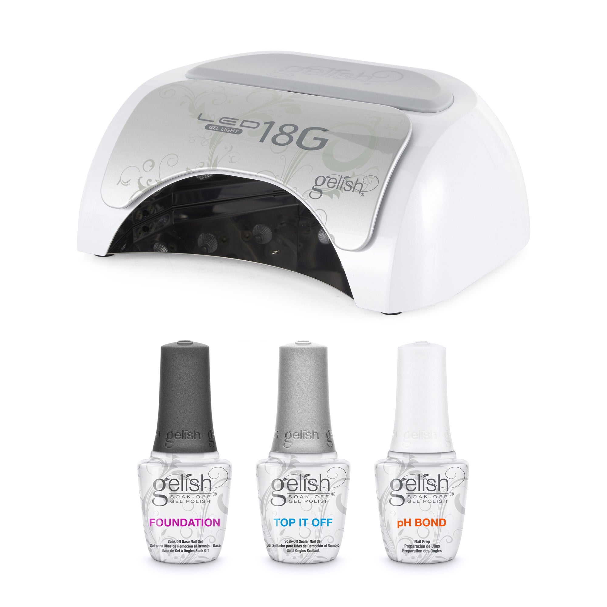 Gelish 18G LED Nail Polish Curing Light & Terrific Trio Gel Polish Essentials - VMInnovations