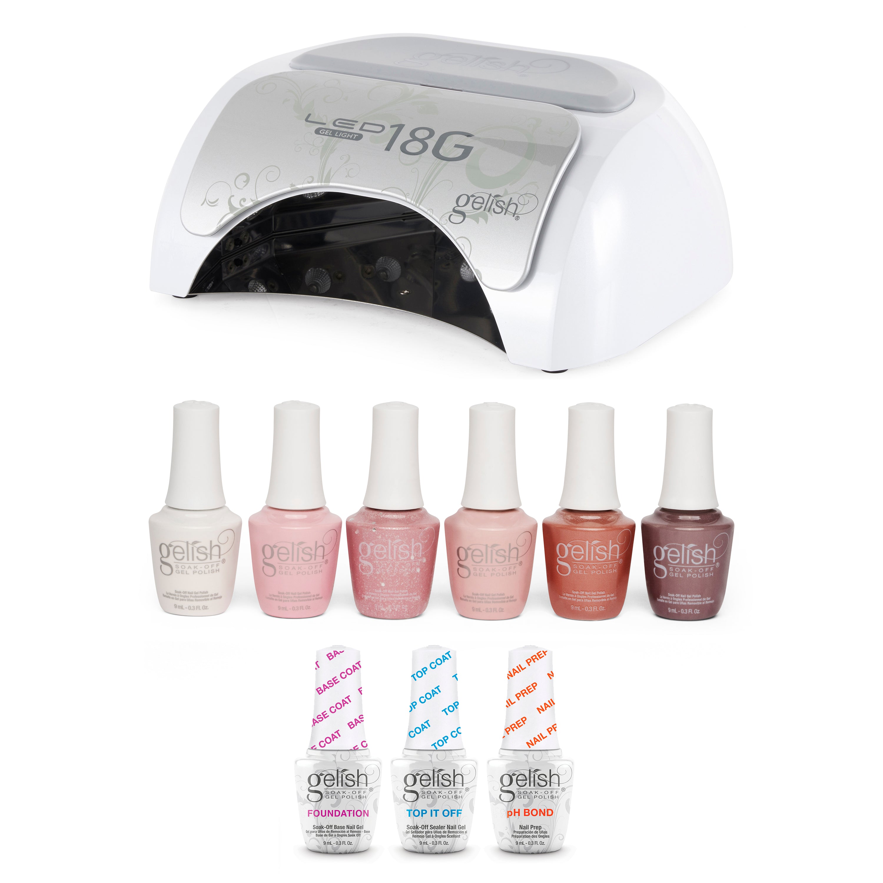 Gelish Manicure Kit w/ 18G LED Curing Light, Terrific Trio & Pretty in Pink, 6 - VMInnovations