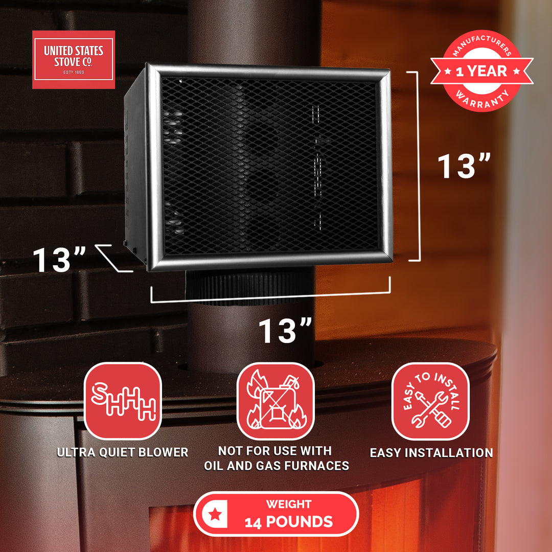 US Stove Company 6-Inch Miracle Heat Reclaimer Wood or Coal Stove Furnace, Black - VMInnovations