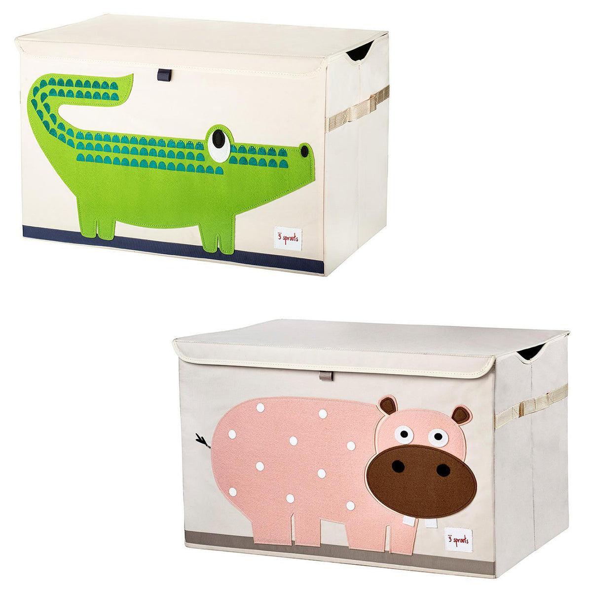 3 Sprouts Collapsible Toy Chest Storage Bin Bundle with Crocodile and Hippo