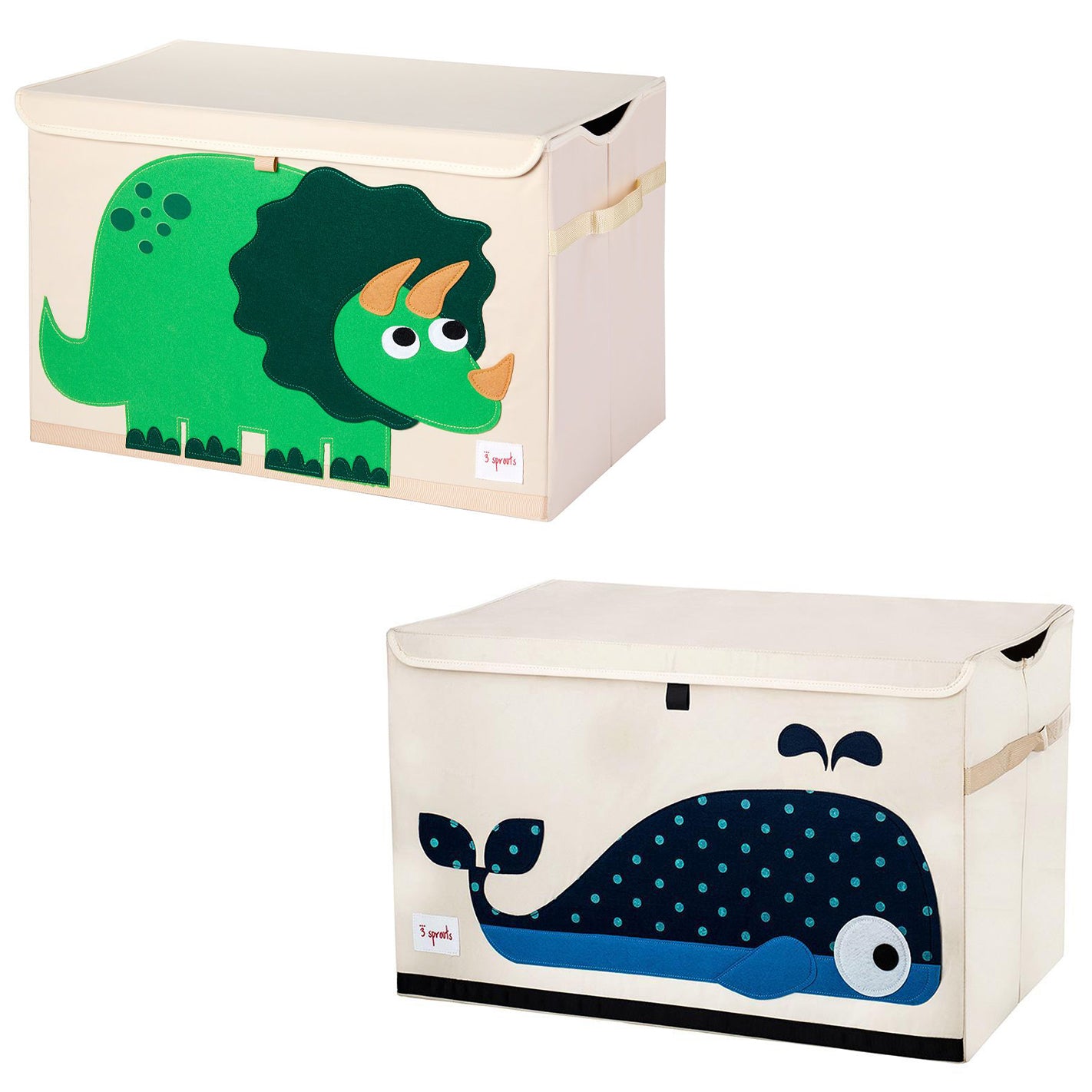 3 Sprouts Collapsible Toy Chest Storage Bin Bundle w/ Dinosaur + Whale (2 Pack) - VMInnovations