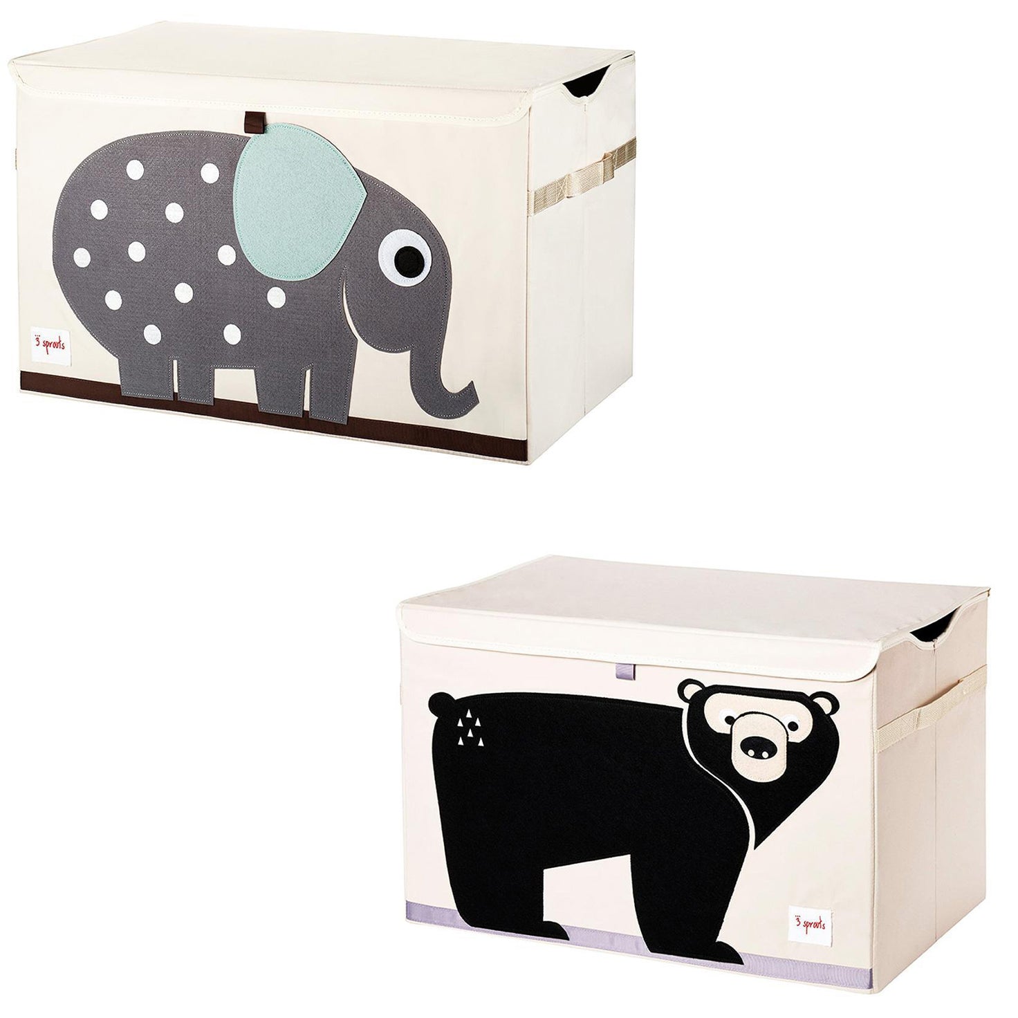 3 Sprouts Collapsible Toy Chest Storage Bin Bundle w/ Elephant + Bear (2 Pack)