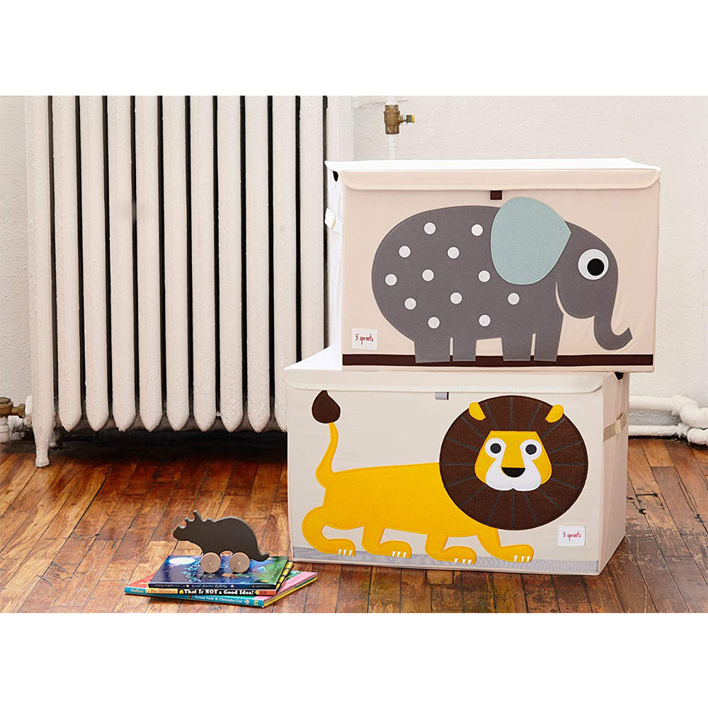 3 Sprouts Collapsible Toy Chest Storage Bin Bundle with Lion and Bear (2 Pack)