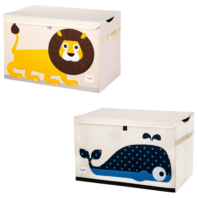 3 Sprouts Collapsible Toy Chest Storage Bin Bundle with Lion and Whale (2 Pack)
