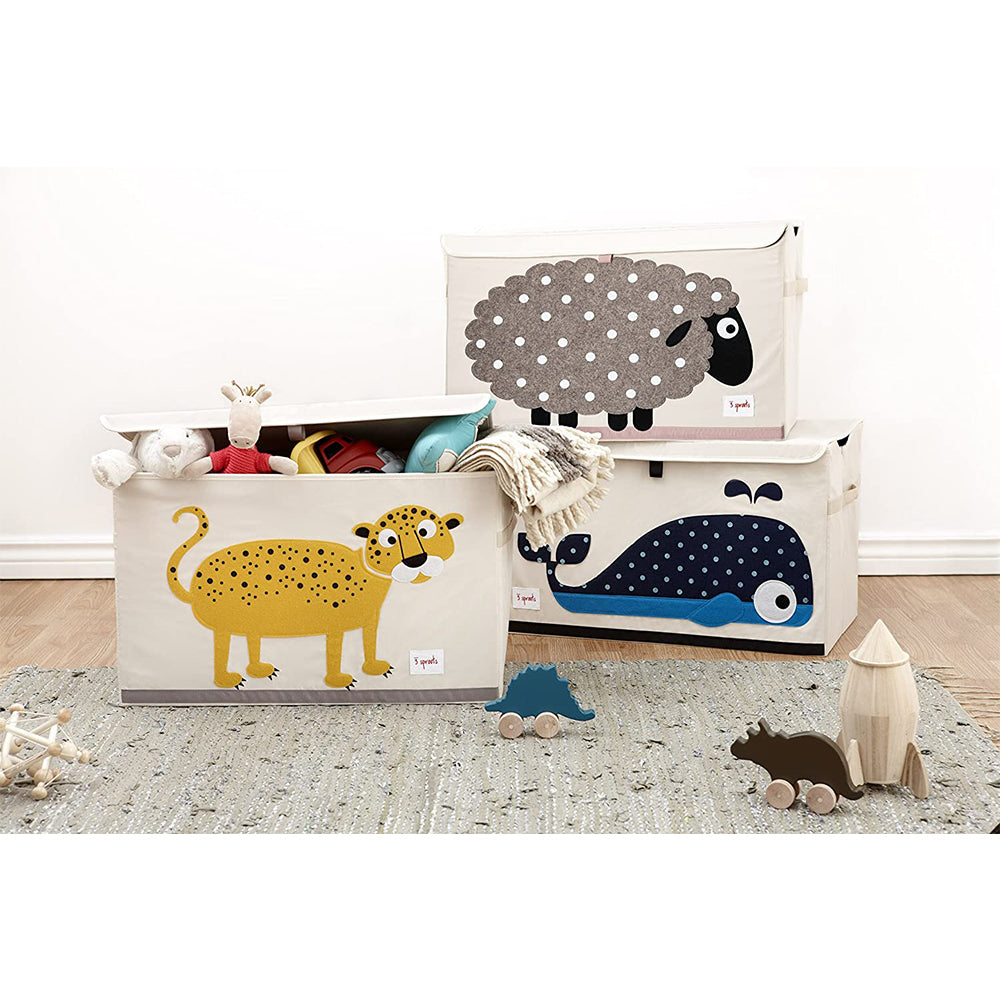 3 Sprouts Collapsible Toy Chest Storage Bin for Playroom, Sheep & Whale (2 Pack)