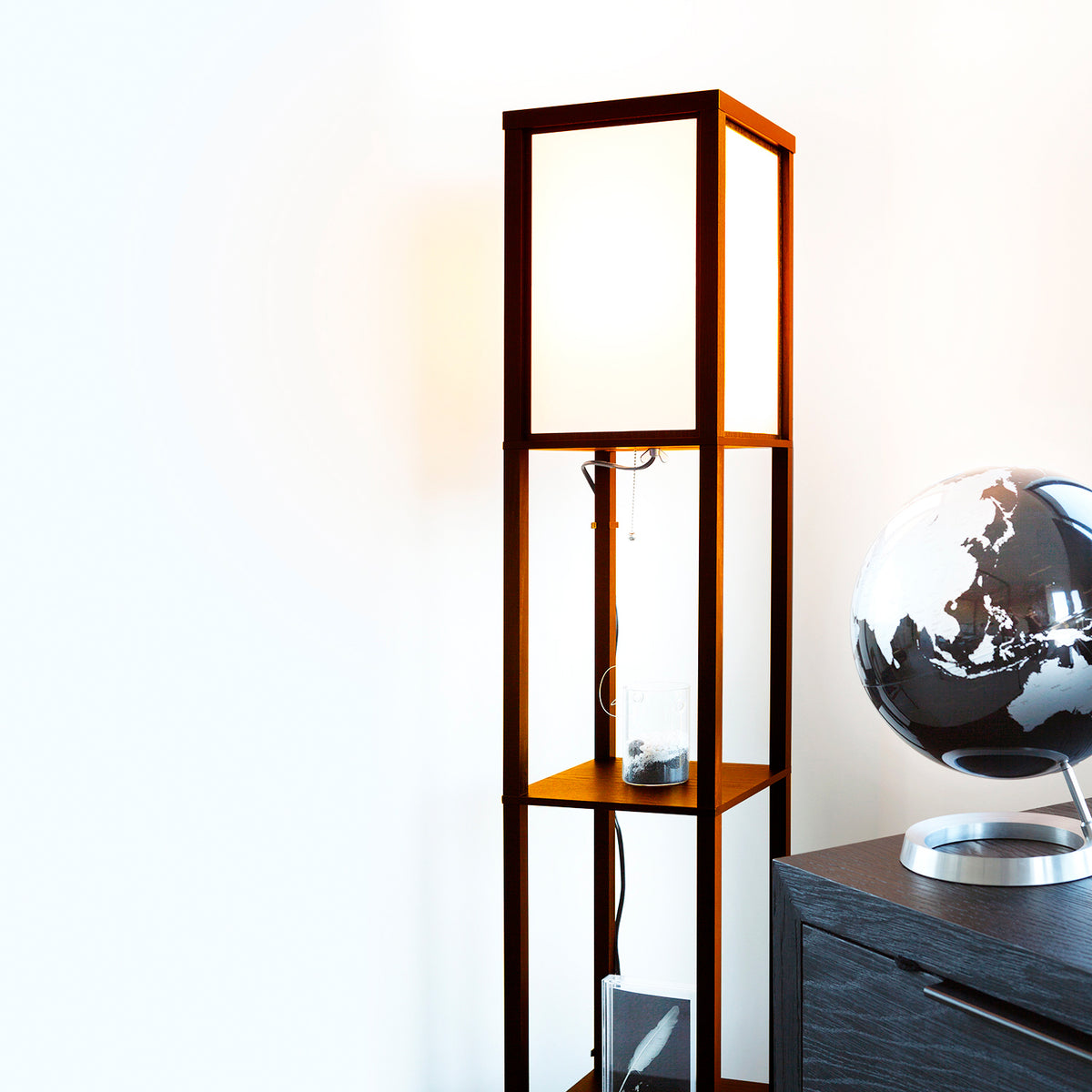 Brightech Maxwell Standing Tower Floor Lamp with Shelves and LED Light (Used)