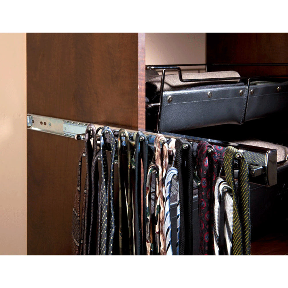 Rev-A-Shelf Sidelines TRCPOSL-14-SN-1 14 Inch Pop-Out Tie Rack, Satin Nickel