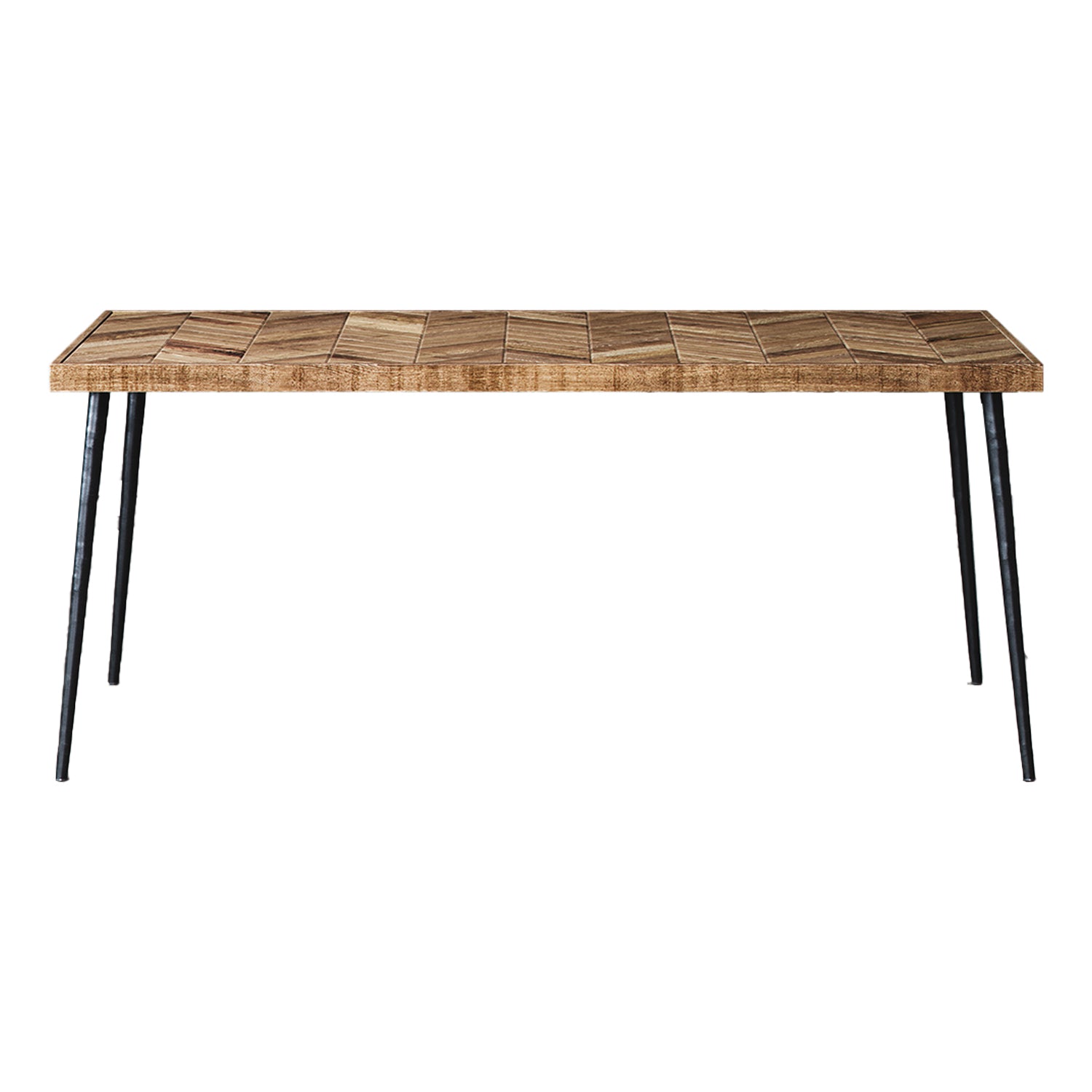 Mindful Living Rustic Mid Century Modern Wood & Iron Chevron Dining Table (Used)