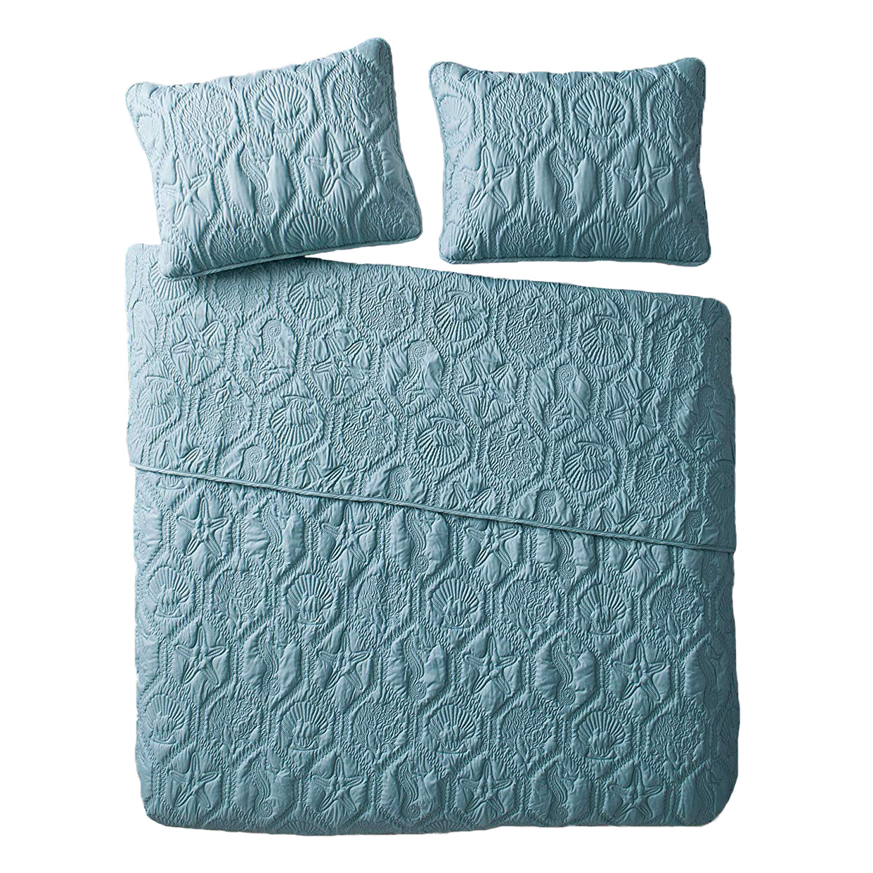 VCNY Home 3 Piece Reversible Bed Quilt and 2 Pillow Shams Set, King (Open Box)