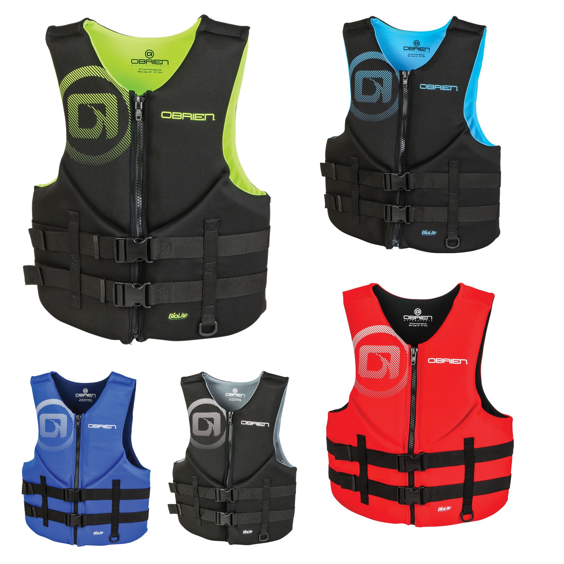 O'Brien Men's Traditional Lightweight Front Zip BioLite Life Jacket, Medium, Red - VMInnovations