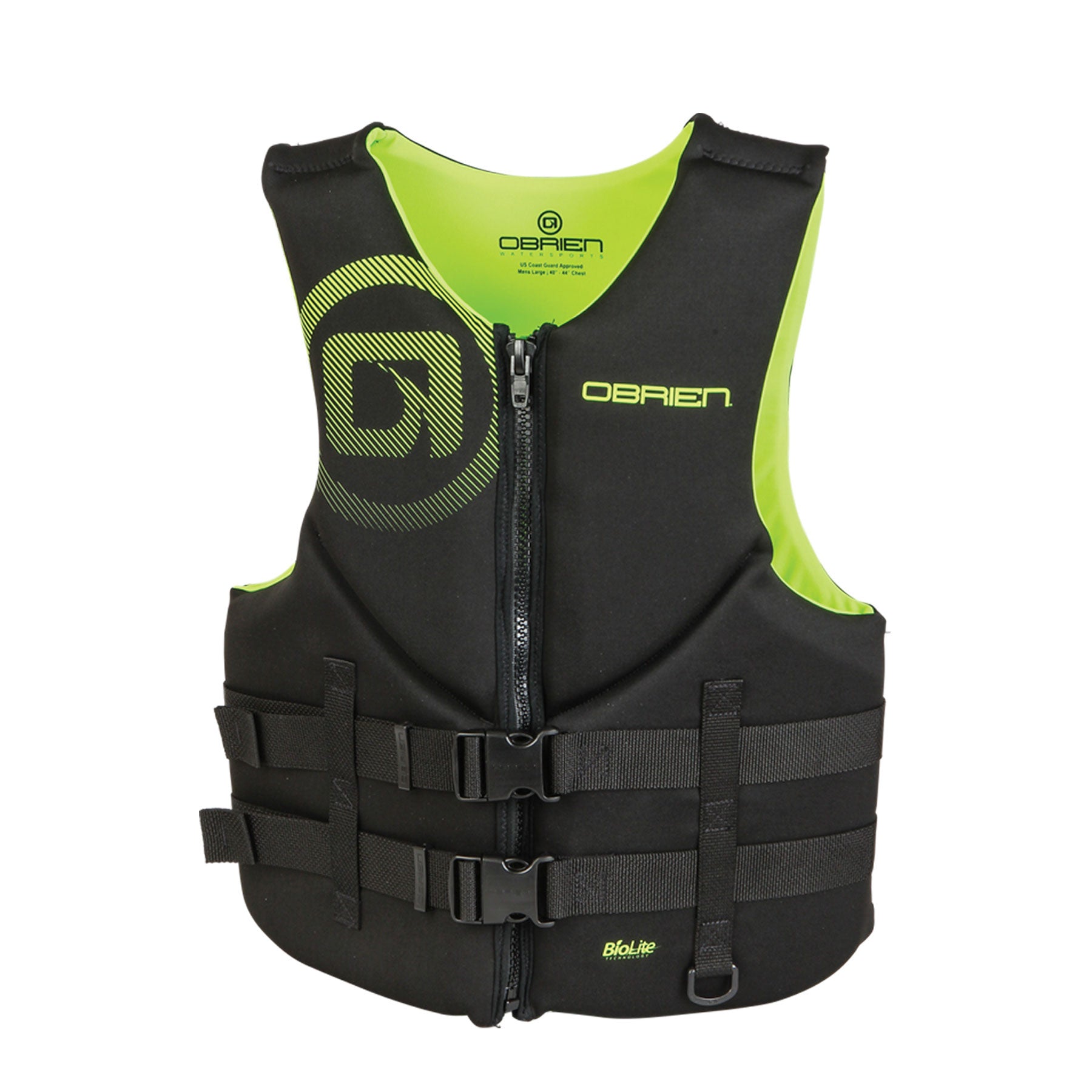 O'Brien Men's Traditional Lightweight Zip BioLite Life Jacket, Small, Yellow - VMInnovations