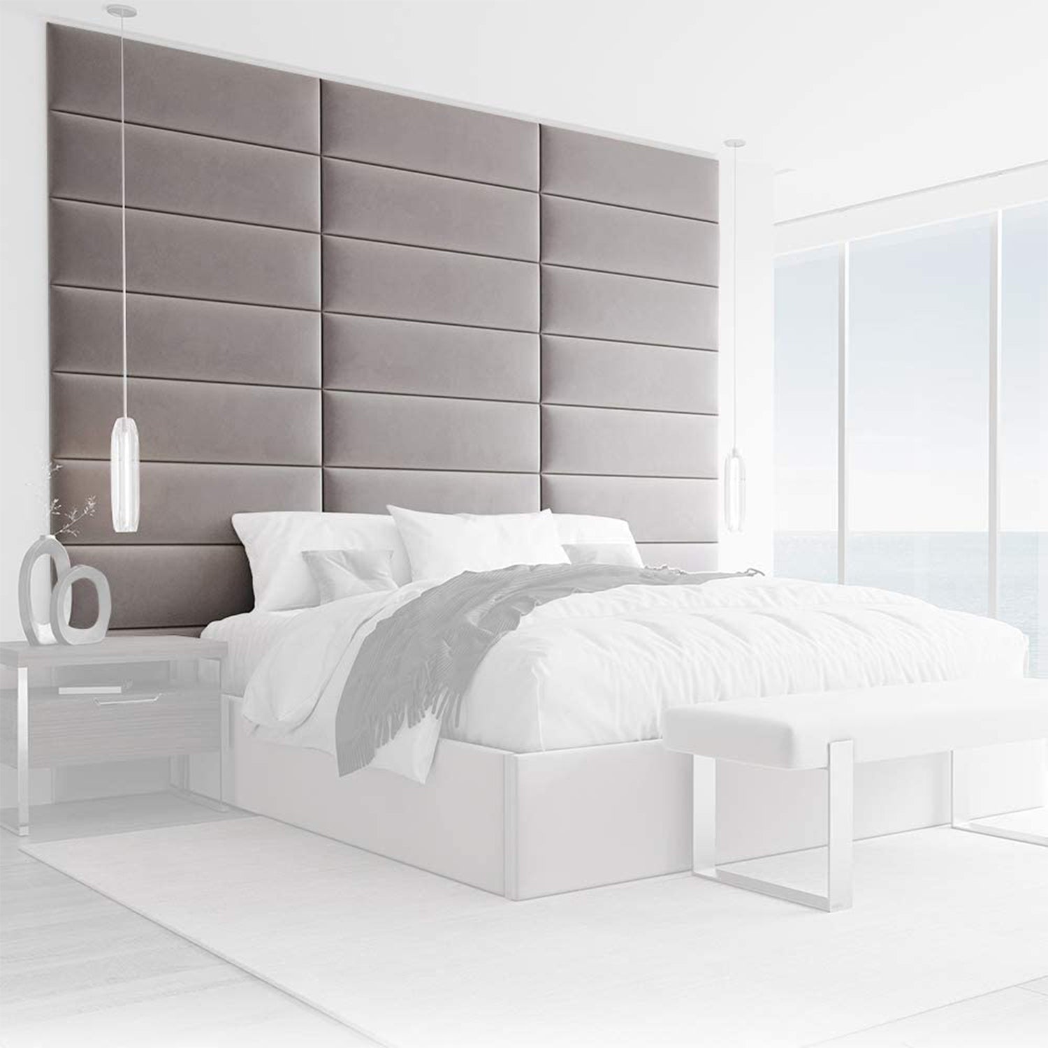 Vant 30 x 11.5 In Floating Decor Wall Panel, Platinum Gray (4 Pack) (Open Box)