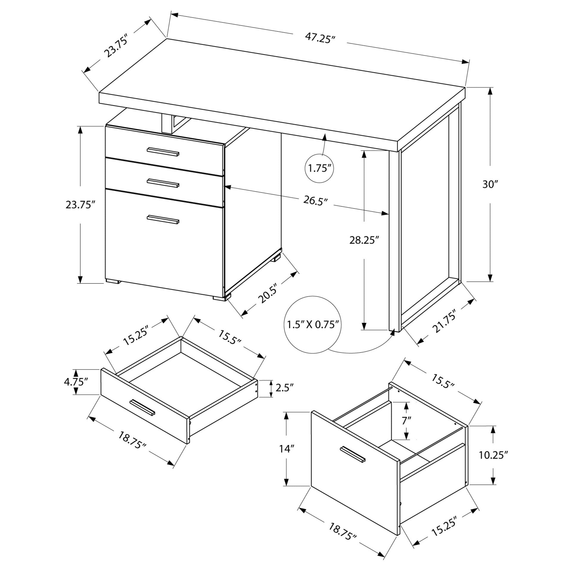 Monarch Specialties Left/Right Facing Modern Home Office Computer Desk, Natural