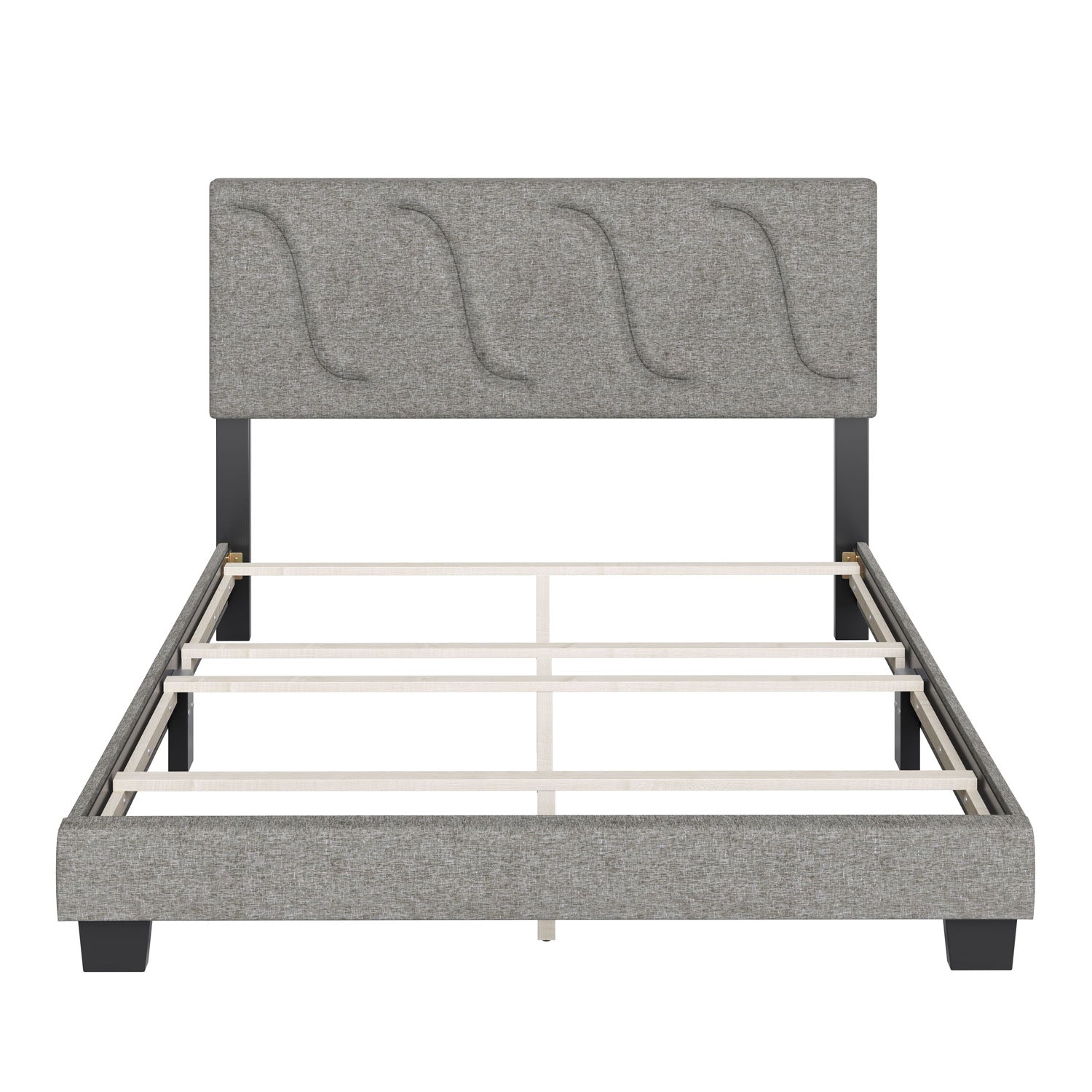 Boyd Sleep Aberdeen Linen Upholstered Queen Platform Bed Frame & Headboard, Grey