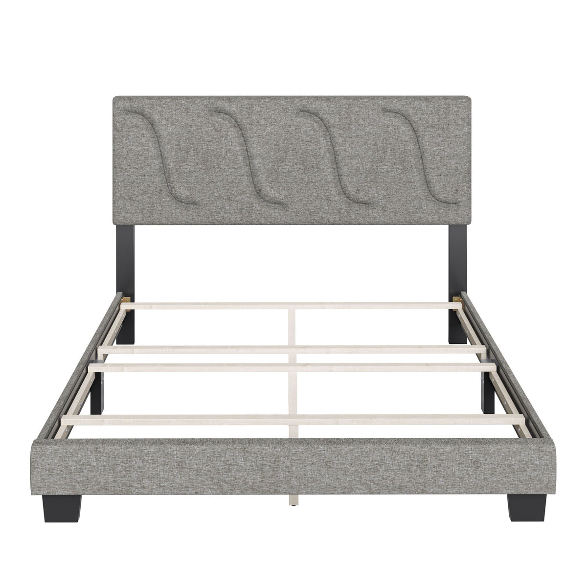 Boyd Sleep Aberdeen Linen Upholstered Queen Platform Bed Frame & Headboard, Grey