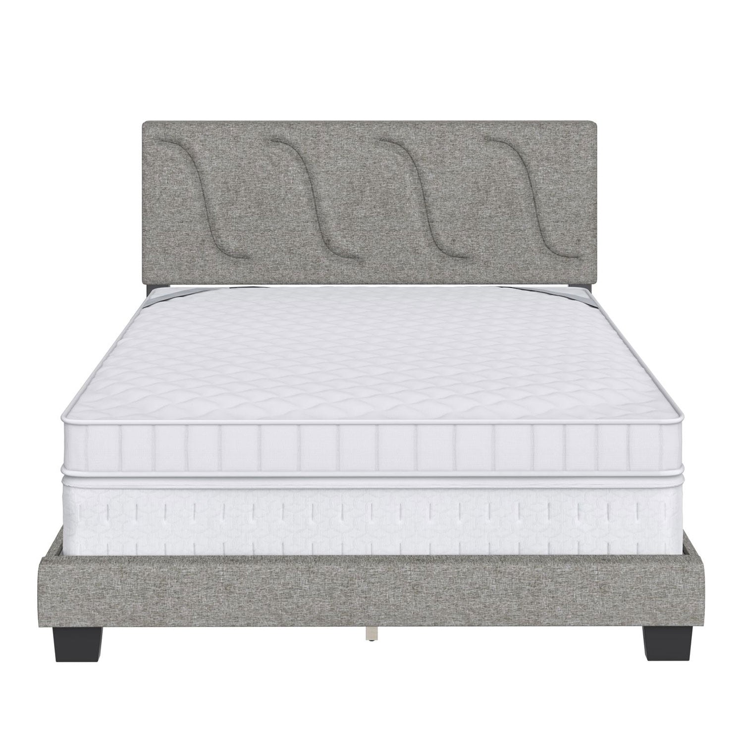 Boyd Sleep Aberdeen Linen Upholstered Queen Platform Bed Frame & Headboard, Grey