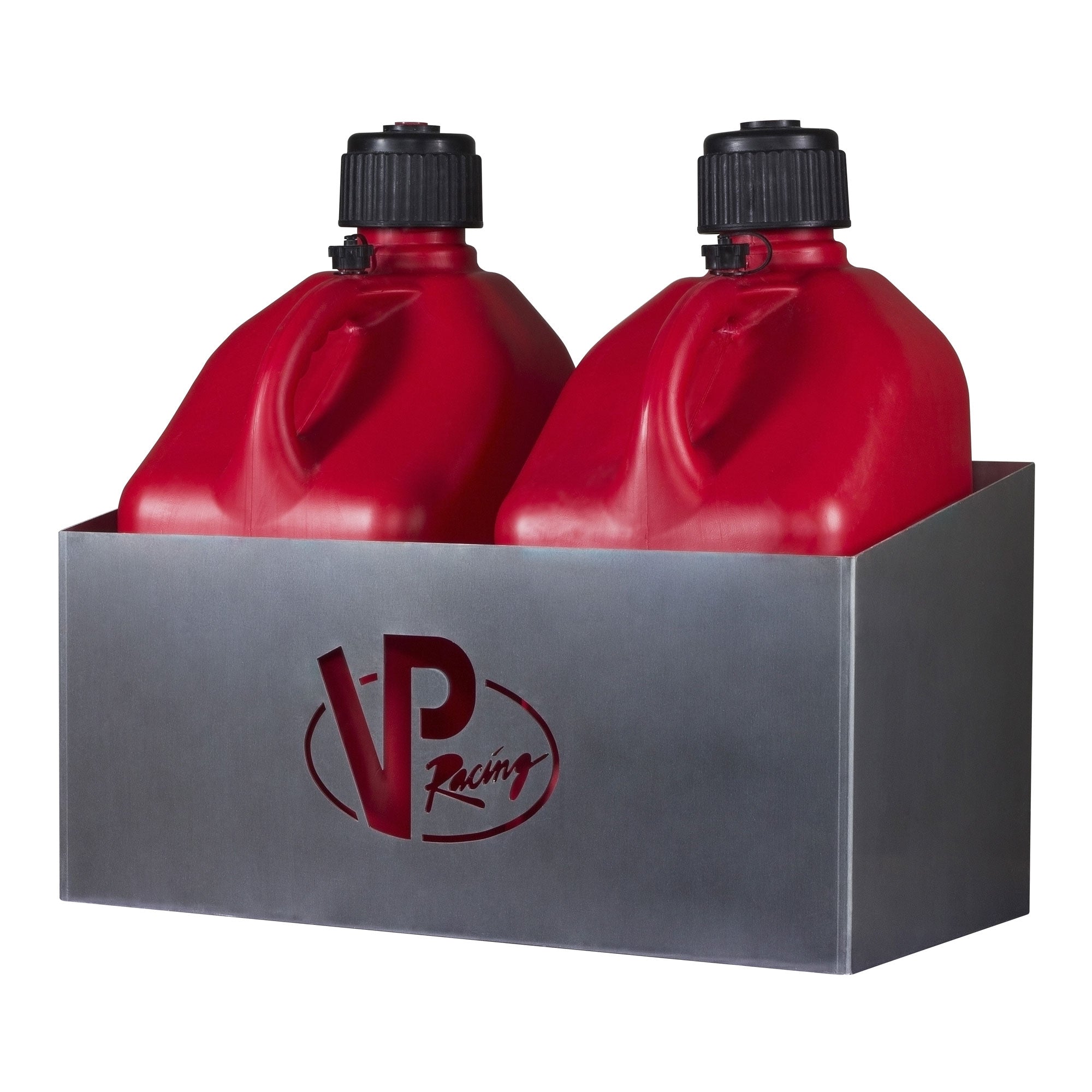 VP Racing Fuels Aluminum 2 Jug Storage Rack with 5.5 Gal Red Container and Hose - VMInnovations