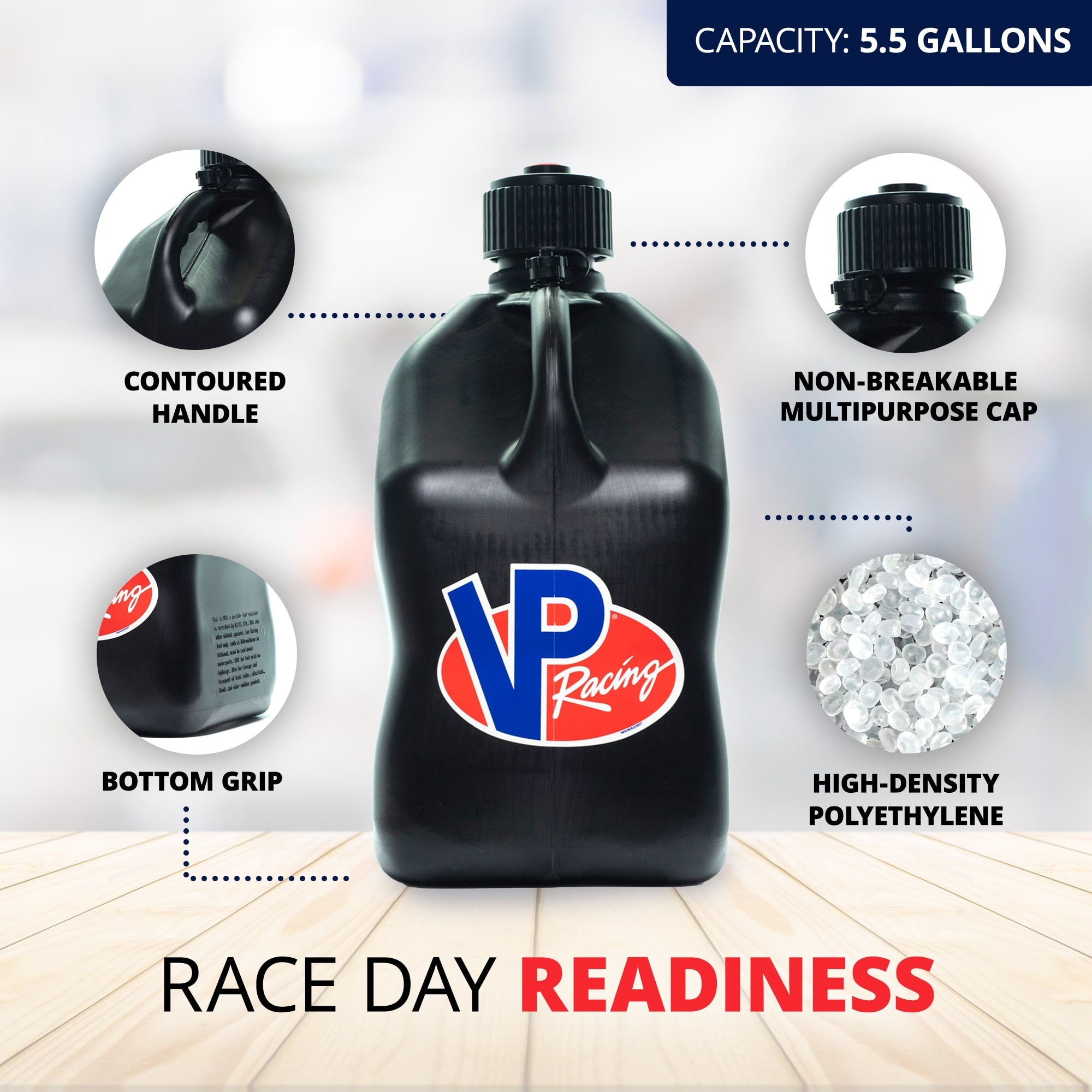 VP Racing 5.5 Gallon Motorsport Racing Liquid Utility Jug, Black (8 Pack)