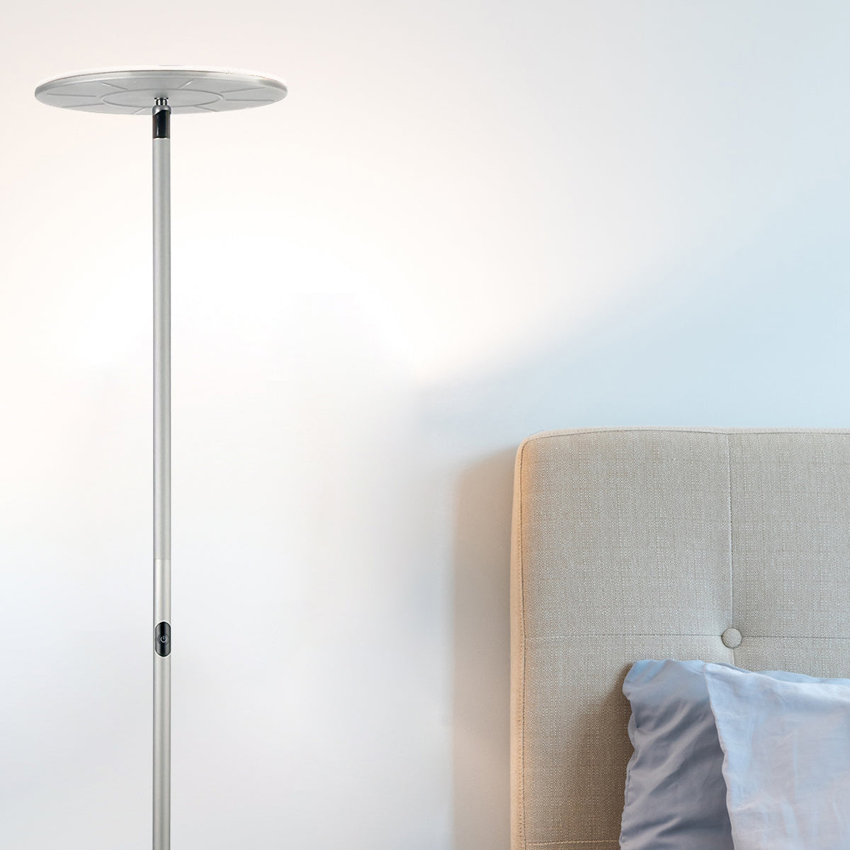 Brightech Sky Flux LED Torchiere Touch Sensor Floor Lamp, Silver (Open Box)