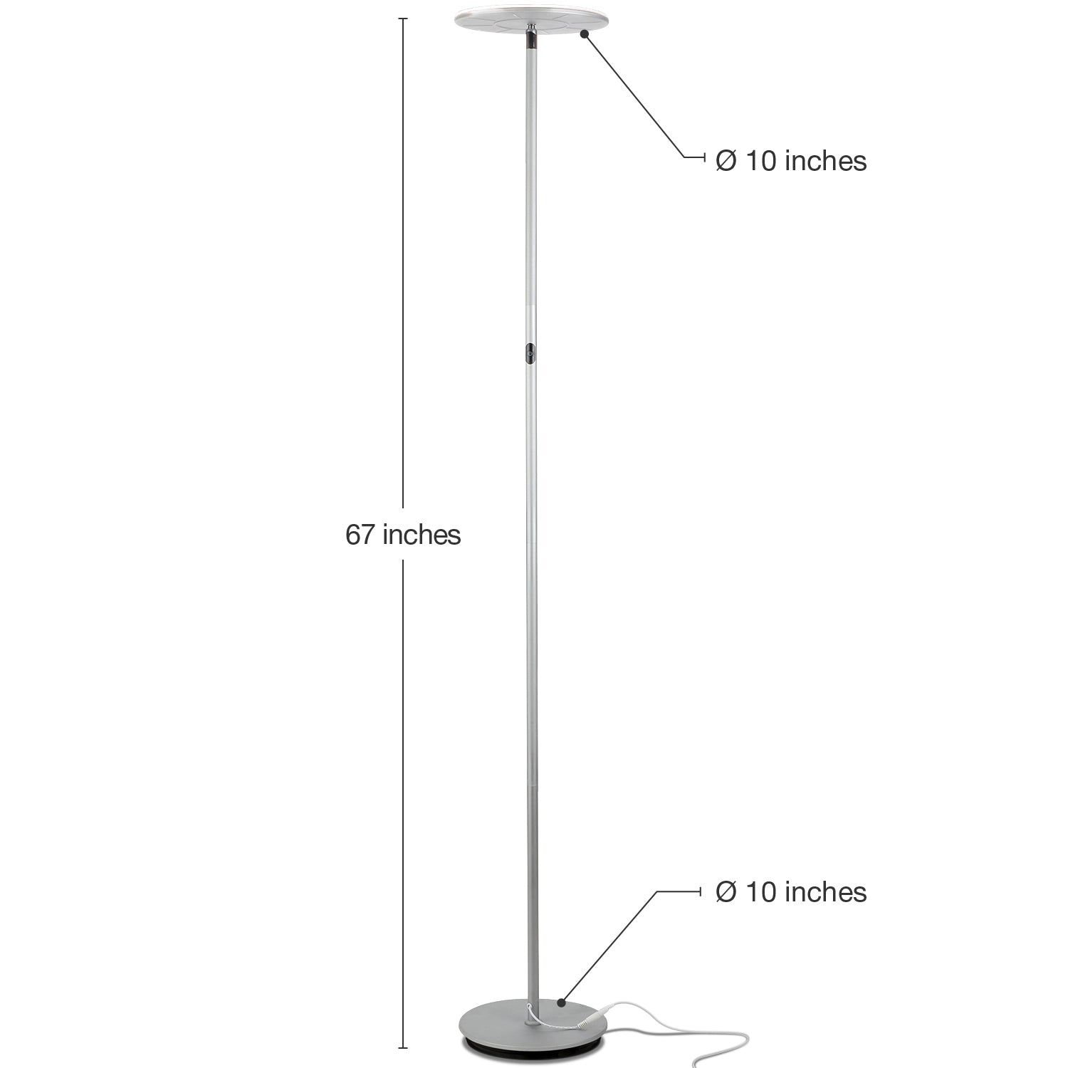 Brightech Sky Flux LED Torchiere Touch Sensor Floor Lamp, Silver (Open Box)