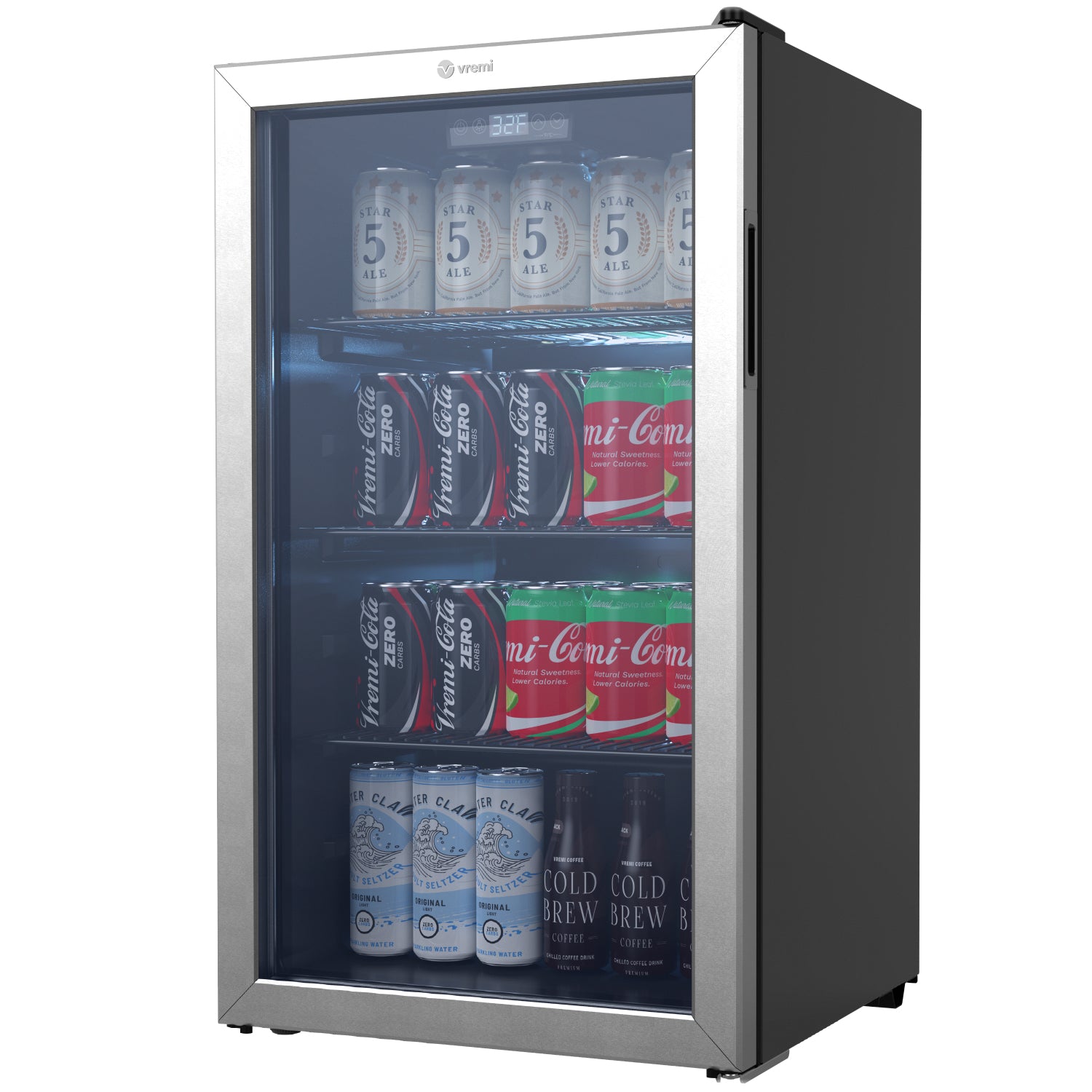 Vremi 3.6 Cubic Foot Beverage Glass Door 3 Shelves Mini Fridge Black (For Parts)