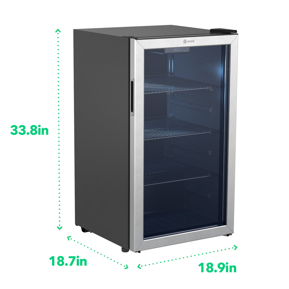 Vremi 3.6 Cubic Foot Beverage Glass Door 3 Adjustable Shelves Mini Fridge, Black (Used)