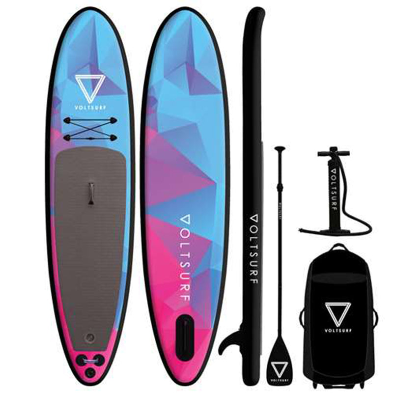 VoltSurf 11 Foot Rover Inflatable SUP Stand Up Paddle Board Kit w/ Pump, Black