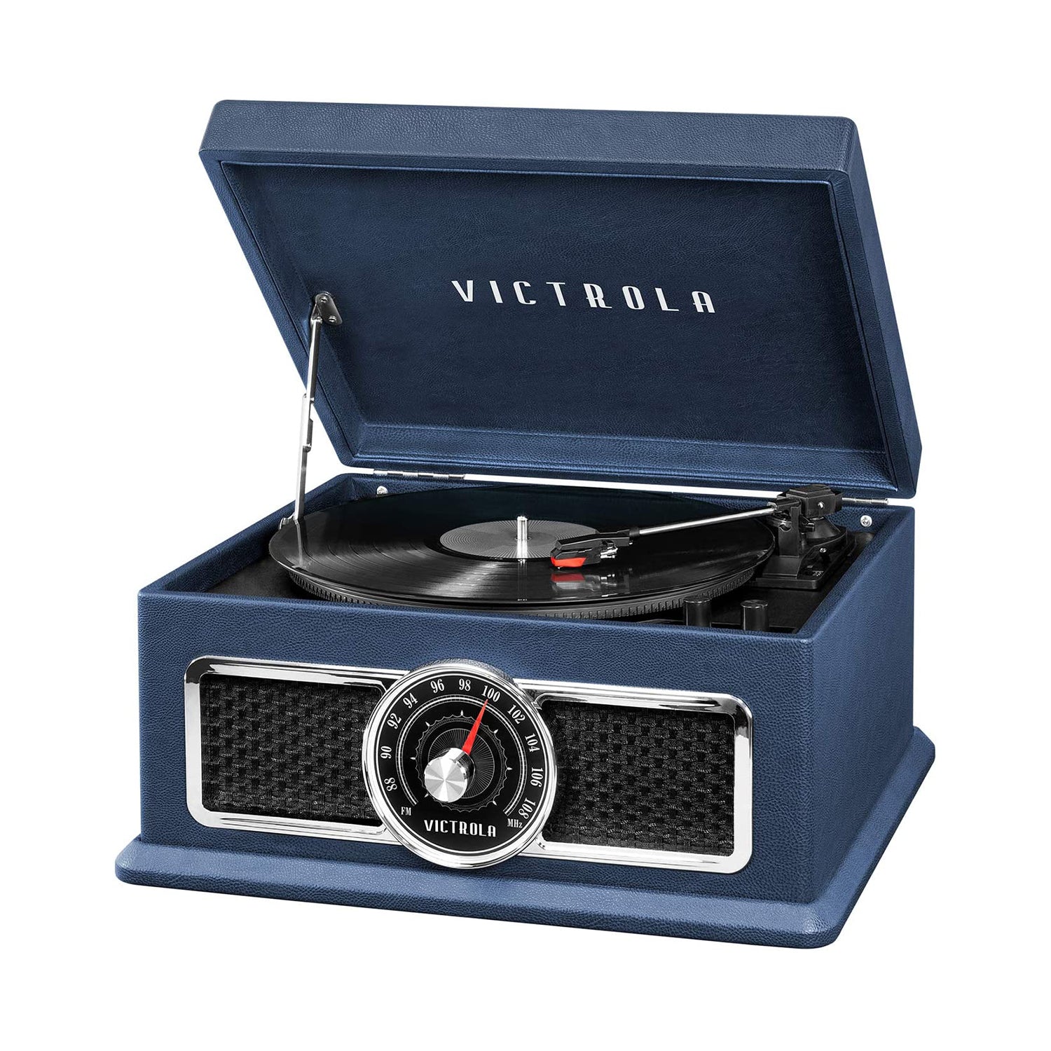 Victrola 4 in 1 Nostalgic Bluetooth Record Player Turntable, Blue (Open Box)