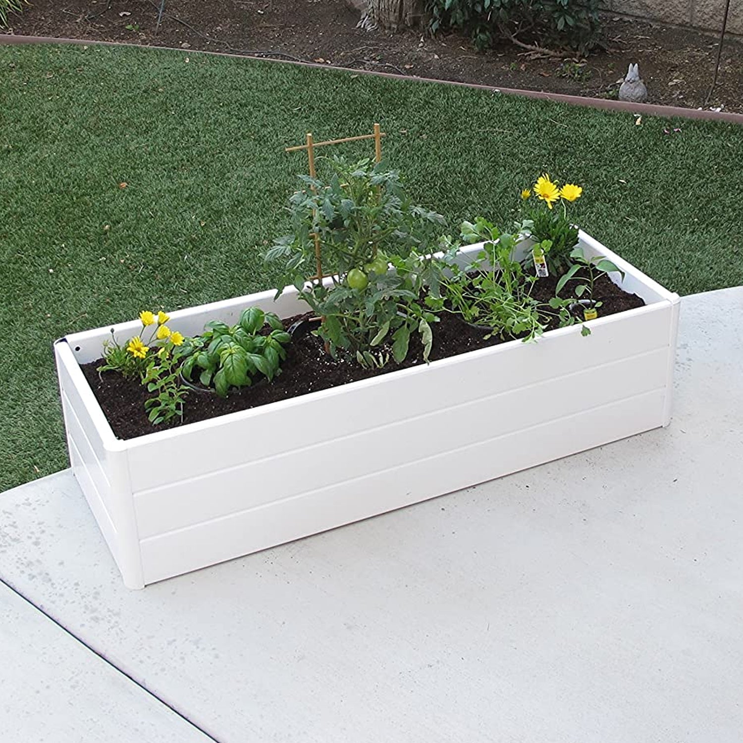 NuVue 26005 44 Inch Raised PVC Garden Planter Terrace Deck Box, White (6 Pack)