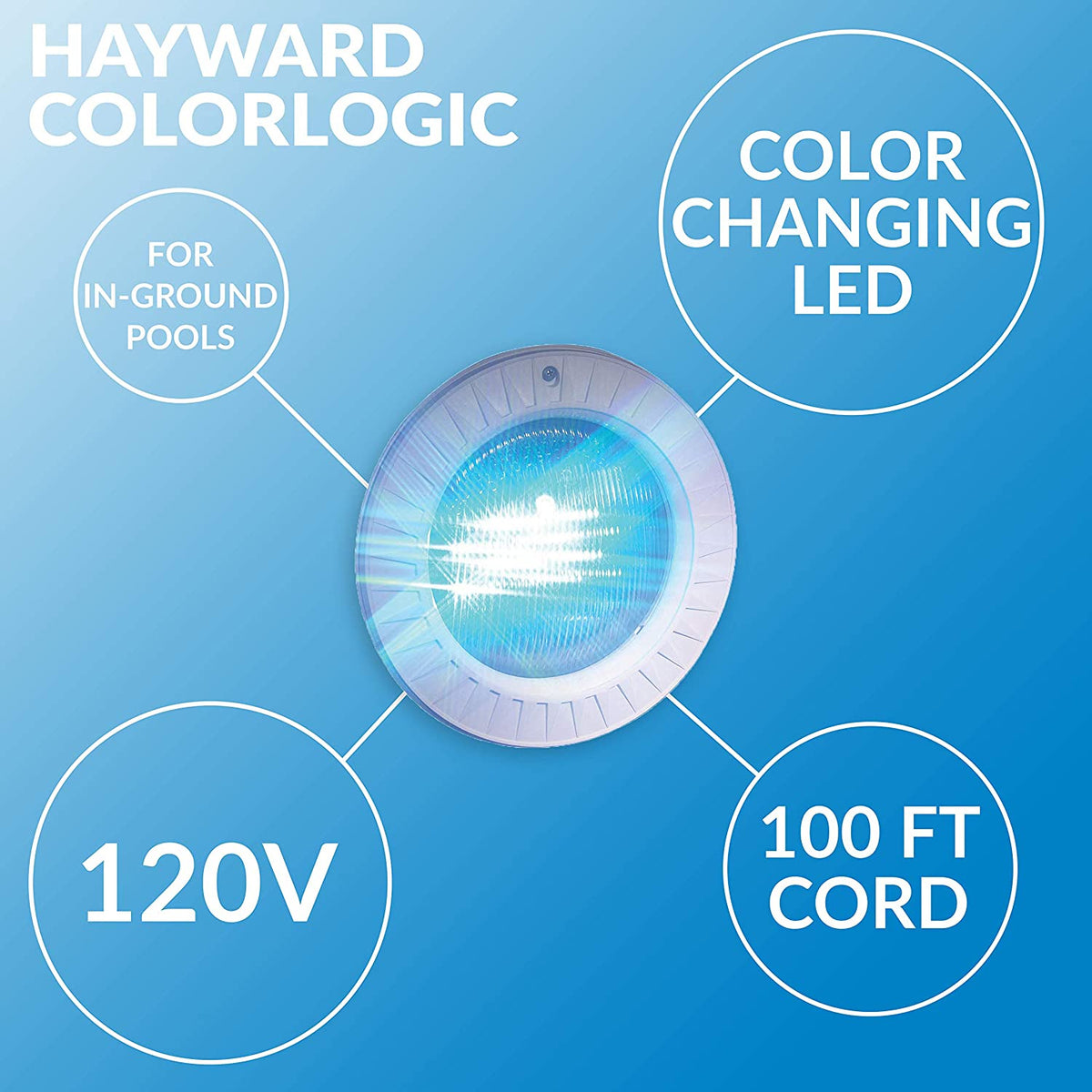 Hayward ColorLogic 4.0 LED Pool Light w/ Plastic Face Rim, 100 Ft (For Parts)