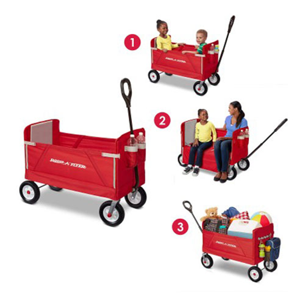 Radio Flyer 3-in-1 Off Road EZ Fold Wagon for Kids and Cargo, Red (Used) - VMInnovations