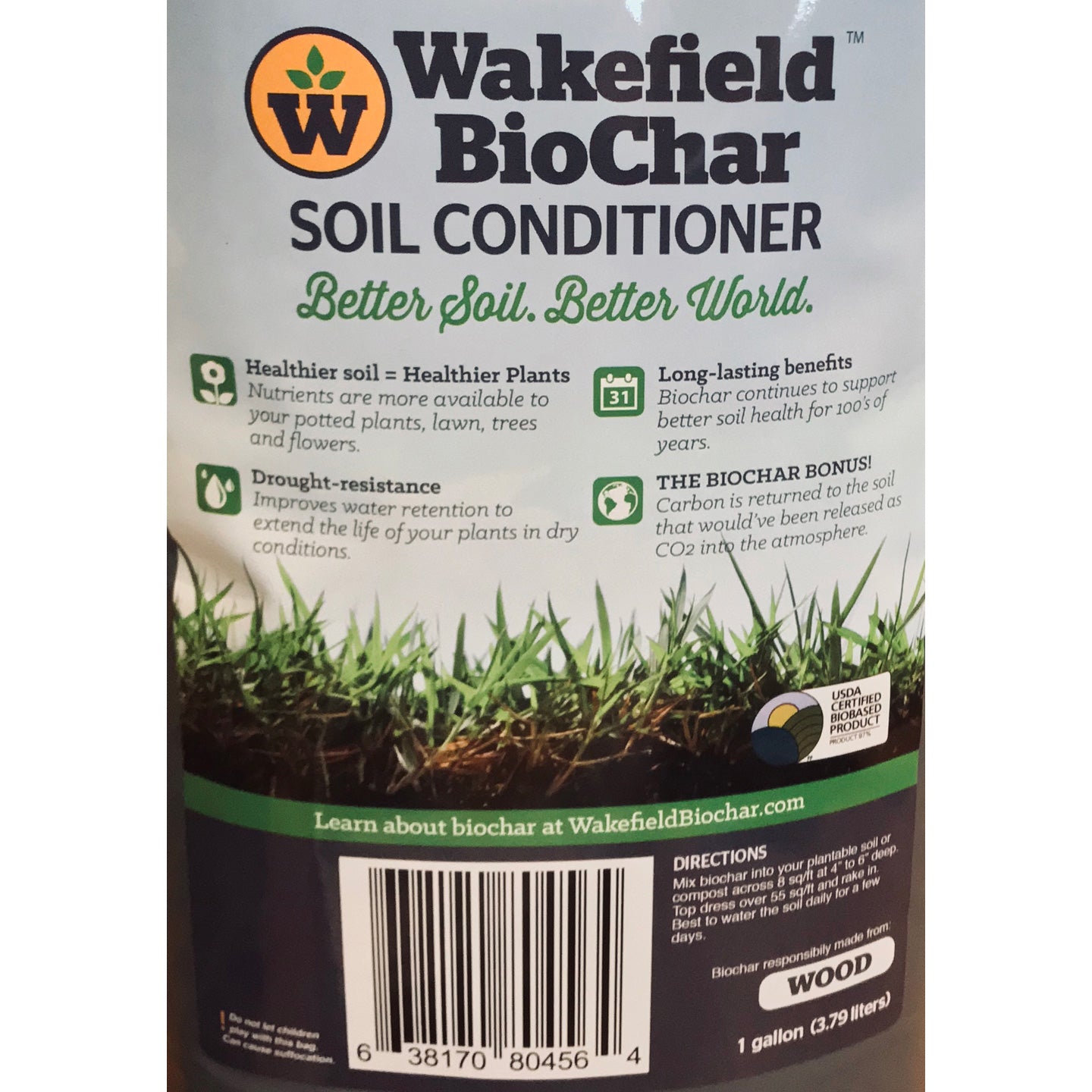 Wakefield 1 Gallon Premium Biochar Organic Garden Soil Conditioner (2 Pack)