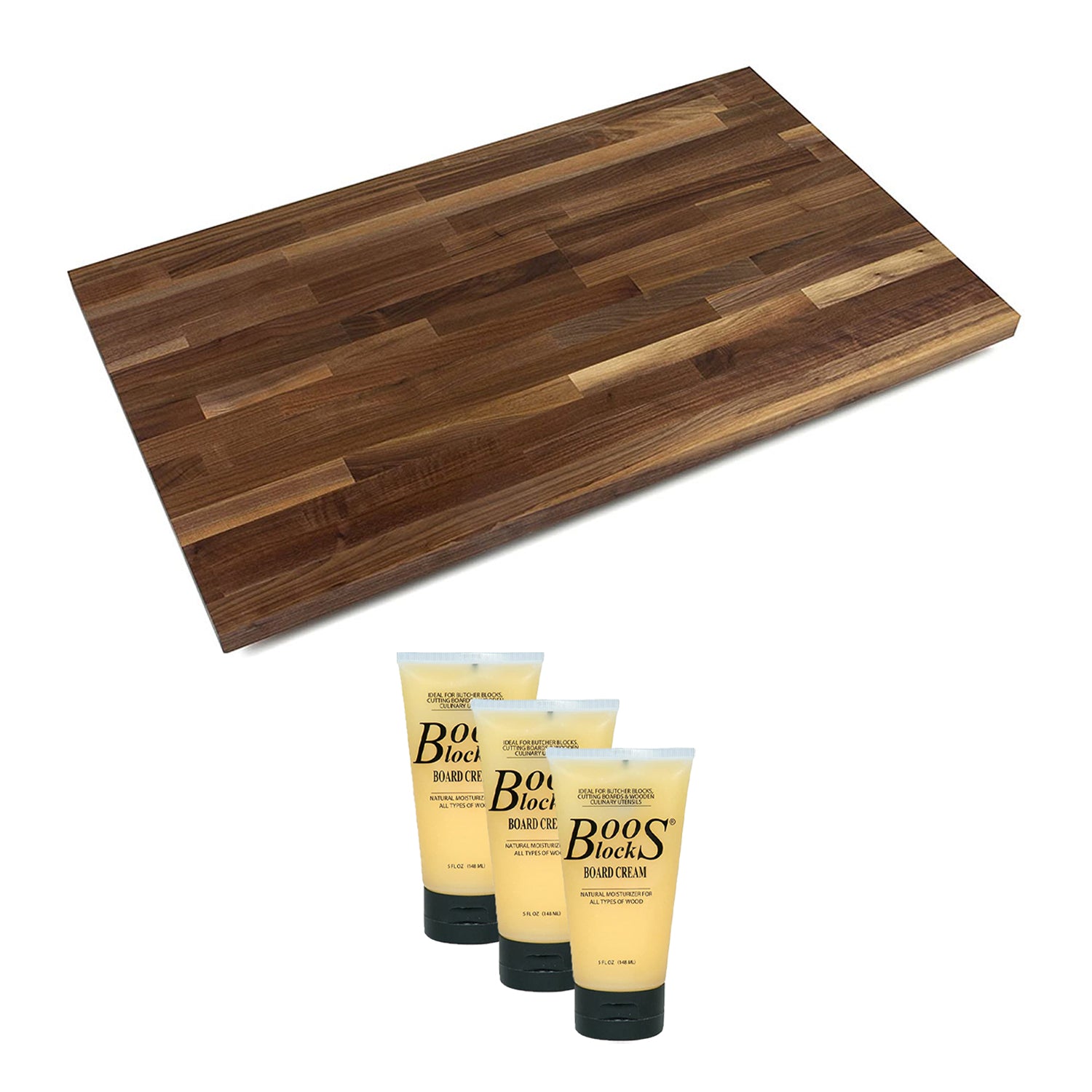 John Boos Blended Walnut Wood 18 x 25" Cutting Board and Moisture Cream Set - VMInnovations