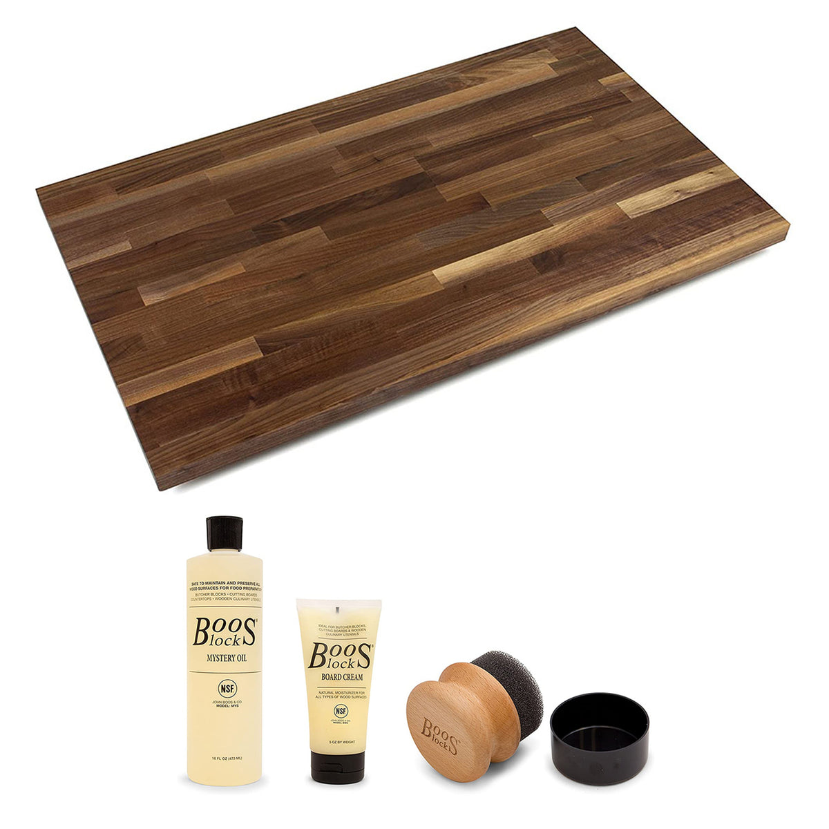 John Boos Walnut Wood 18 x 25 Inches Cutting Board with 3 Piece Maintenance Set