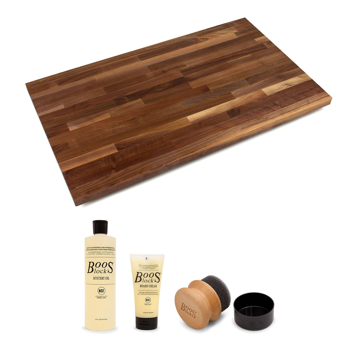 John Boos Walnut Wood Kitchen 48 x 38 Inch Cutting Board and Maintenance Set - VMInnovations