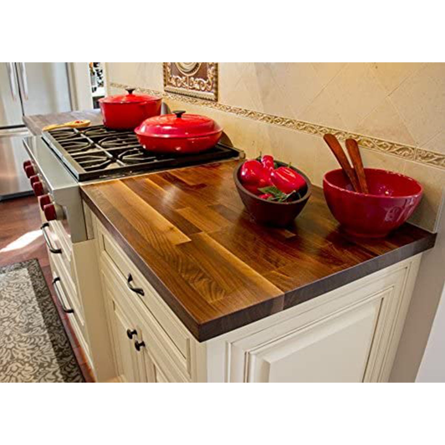 John Boos 60 x 30 inch Walnut Wood Countertop Cutting Board & Maintance Set - VMInnovations
