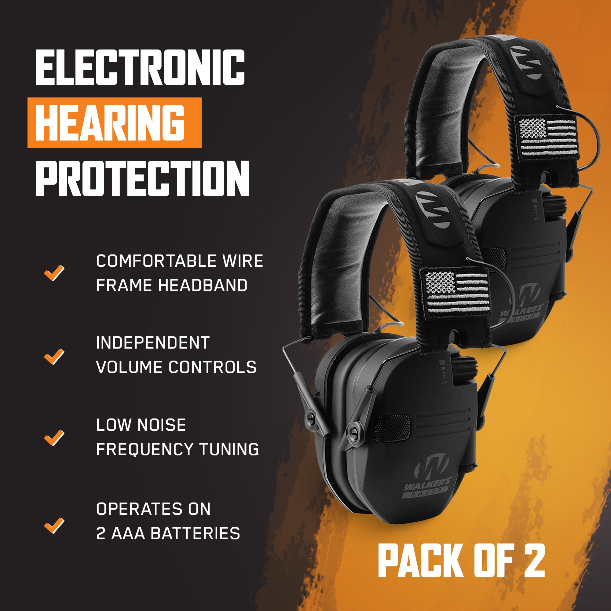 Walkers Razor Slim Shooting Ear Protection Muffs (2 Pack) - VMInnovations