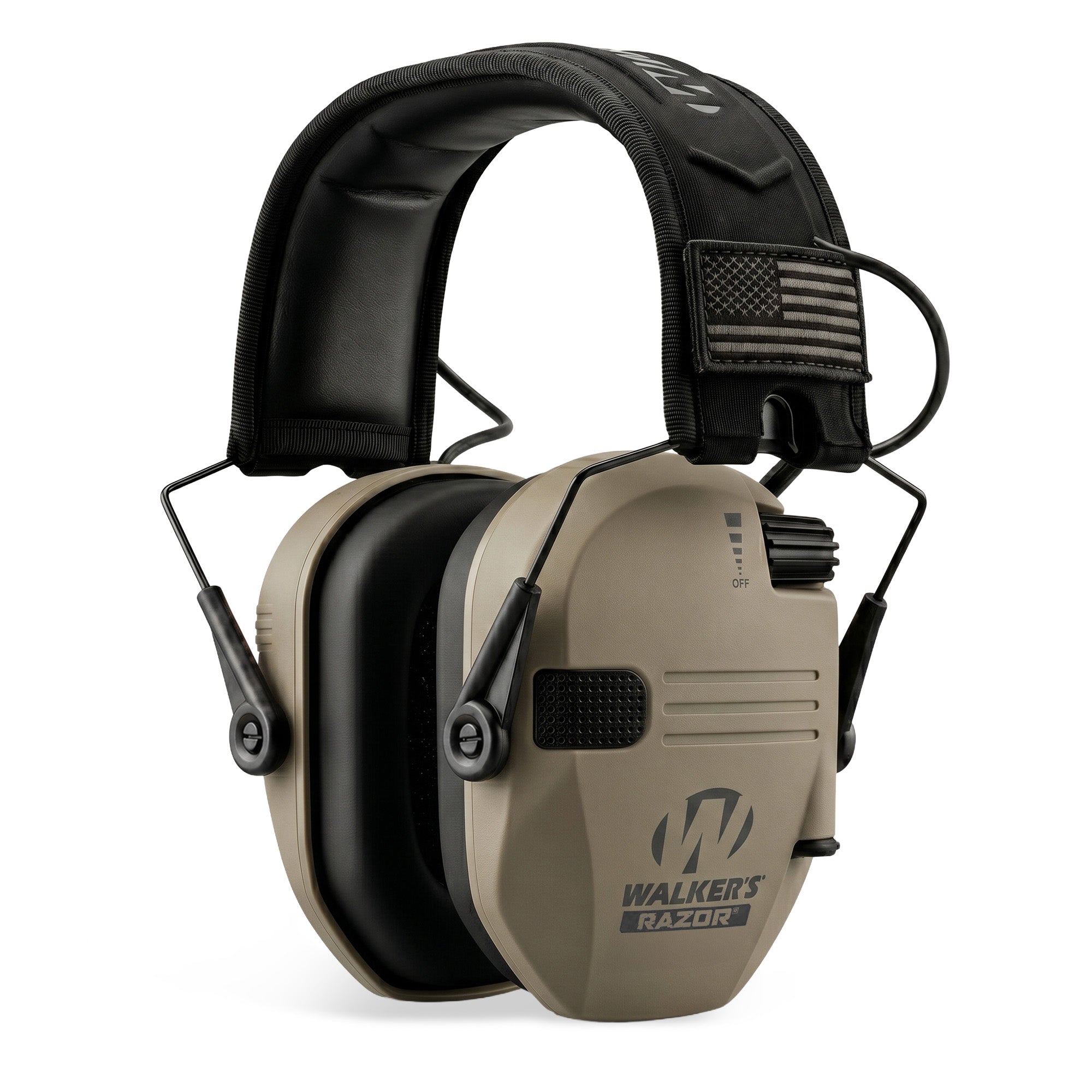 Walkers Razor Slim Shooter Electronic Hearing Protection Earmuffs, Green Patriot