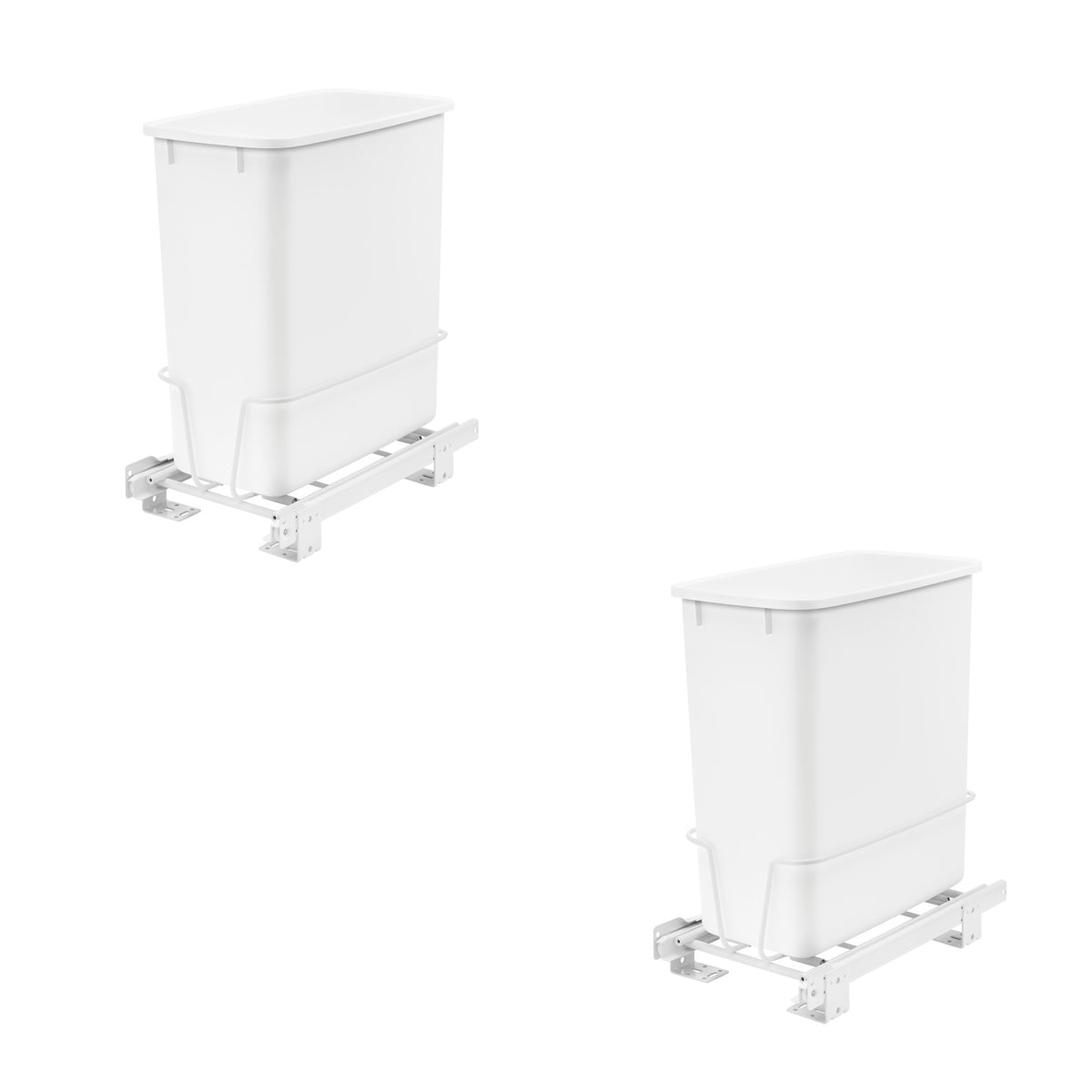 Rev-A-Shelf RV-814PB 20 Quart Pull-Out Waste Container Trash Can, White (2 Pack)