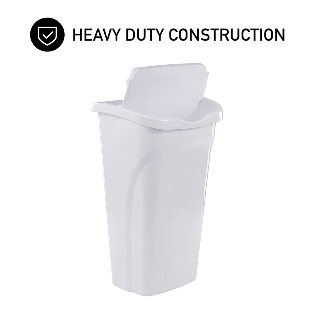 United Solutions 40 Quart Home Wastebasket with Dual Swing Lid, White (6 Pack) - VMInnovations