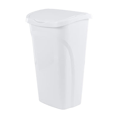 United Solutions 40 Quart Home Wastebasket with Dual Swing Lid, White (6 Pack)
