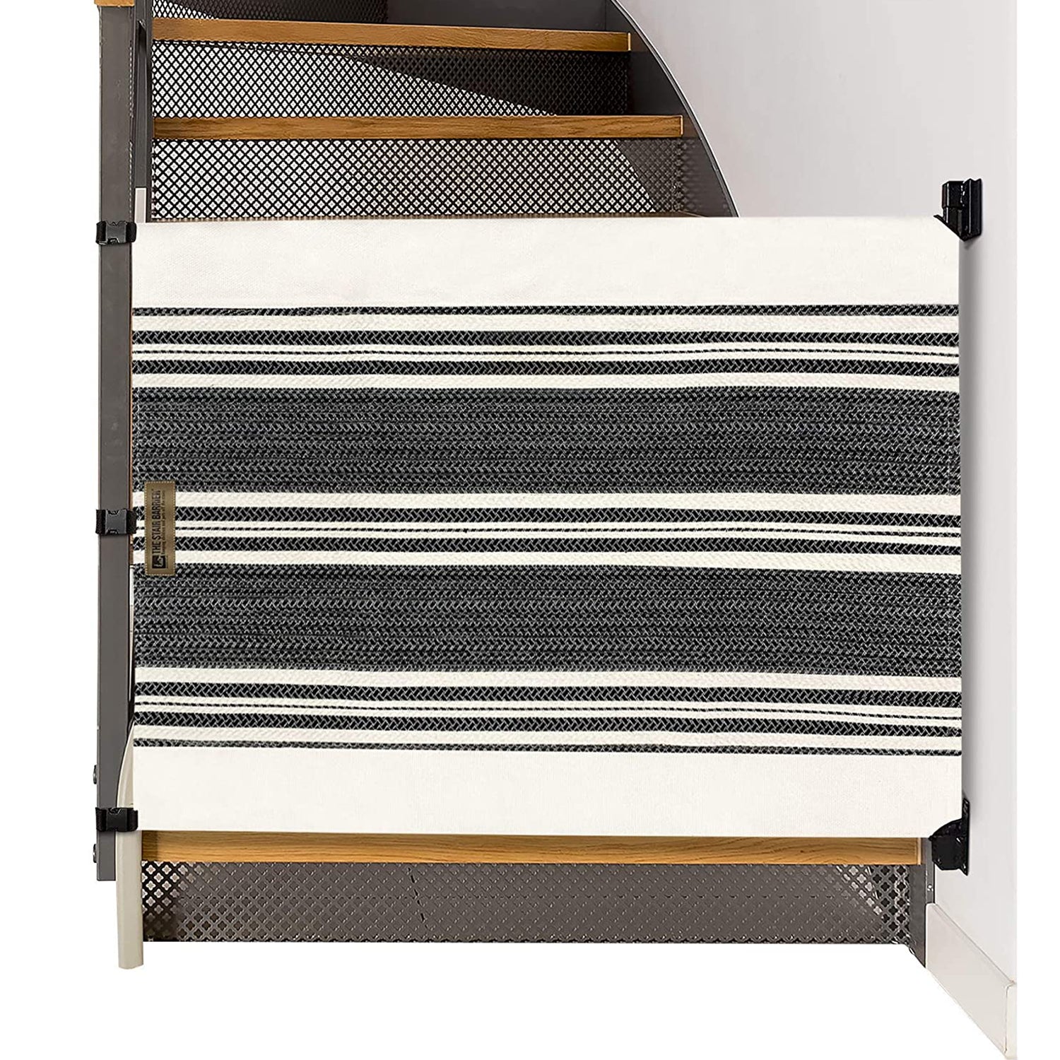 THE STAIR BARRIER 43 to 52" Fabric Baby Pet Gate, Snow/Charcoal (Used) - VMInnovations