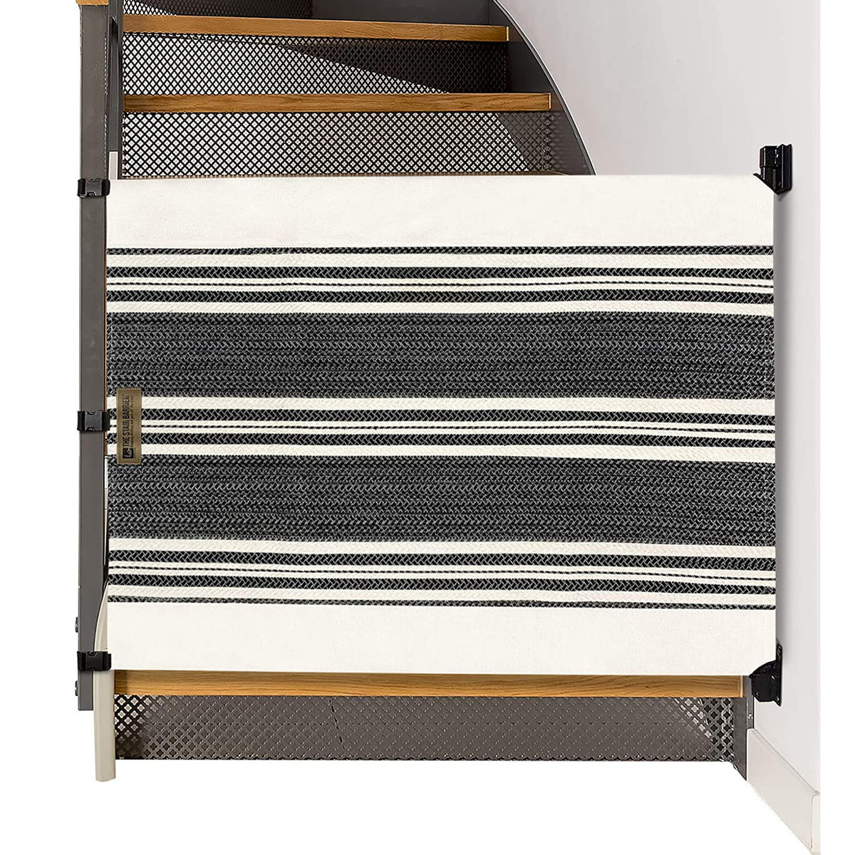 THE STAIR BARRIER 43 to 52" Fabric Baby Pet Gate, Snow/Charcoal (Open Box)