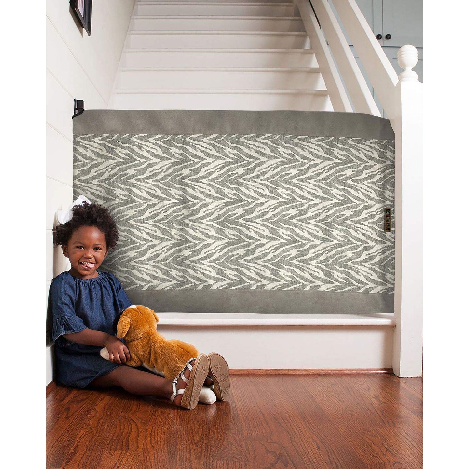 The Stair Barrier 36 to 43 Inch Wall to Banister Baby and Pet Gate, Safari Gray