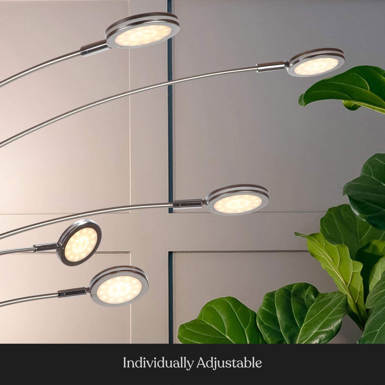 Brightech Orion 5 LED Adjustable Bright Standing Touch Sensor Floor Lamp, Nickel (Refurbished)