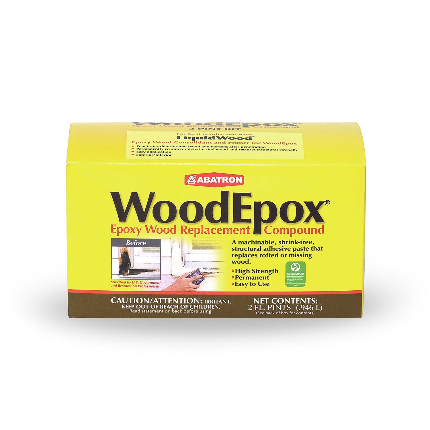 Abatron WoodEpox Epoxy Resin Wood Replacement Parts A & B, 2 Pint Kit (Open Box)